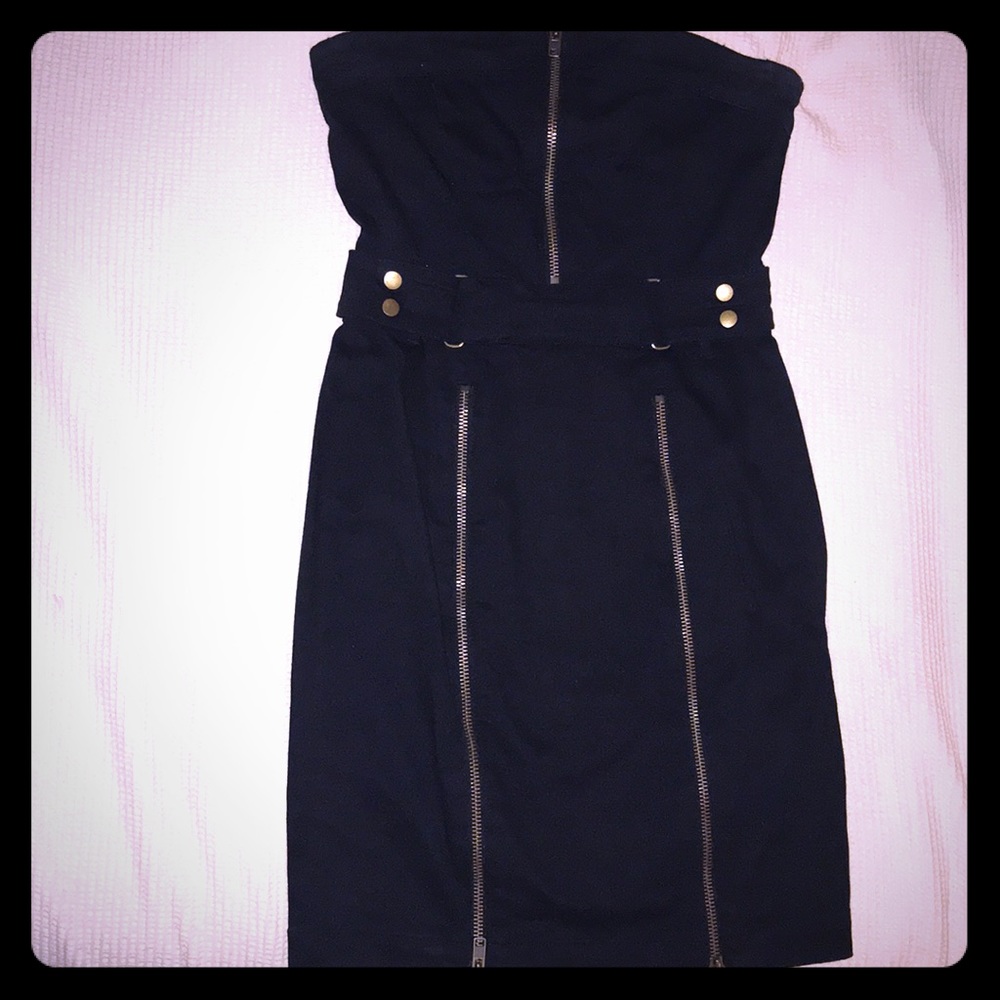 French Connection Strapless Black zippered Dress